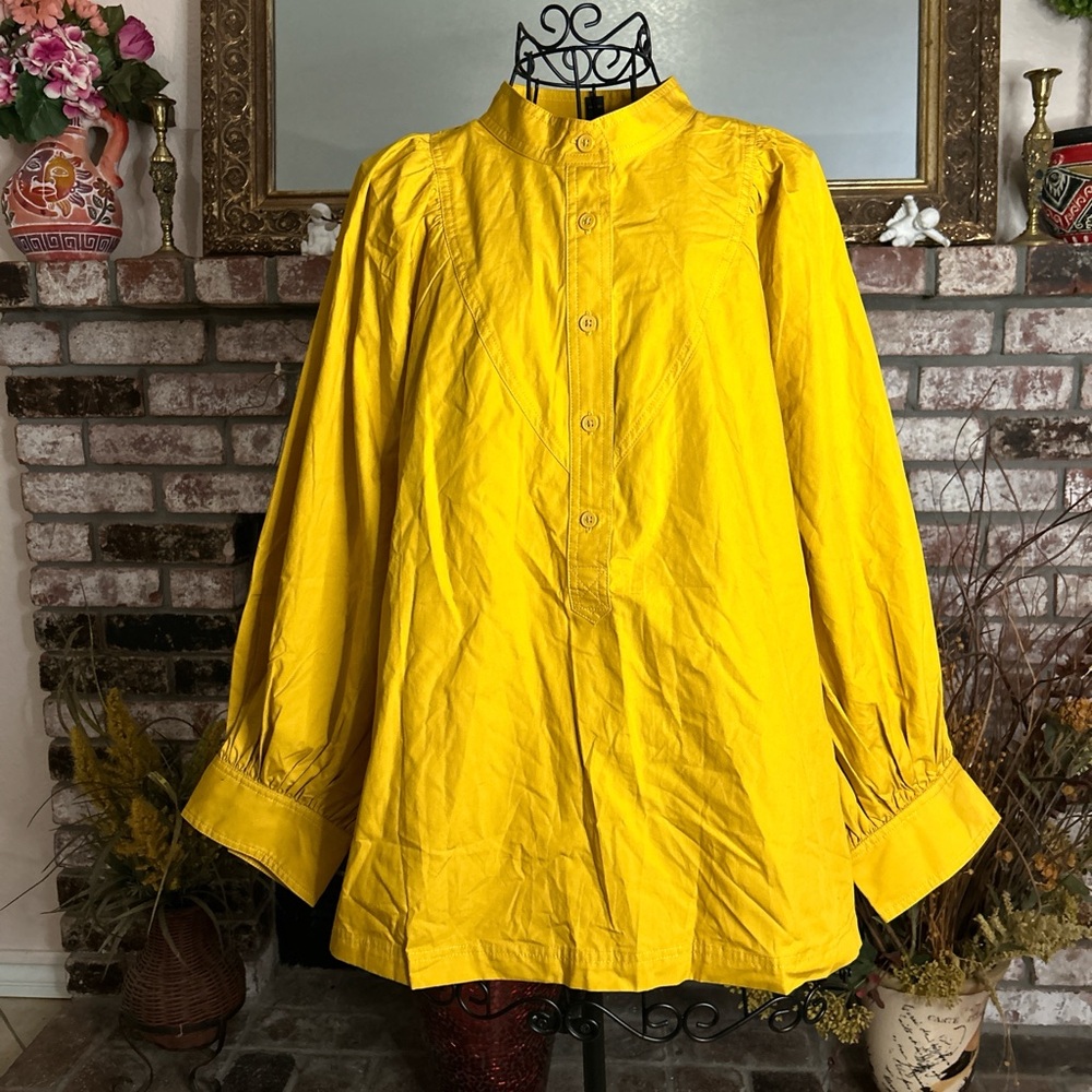 NWOT Banana Republic 100% Cotton Mustard Long Sleeve High Neck Women’s Top
